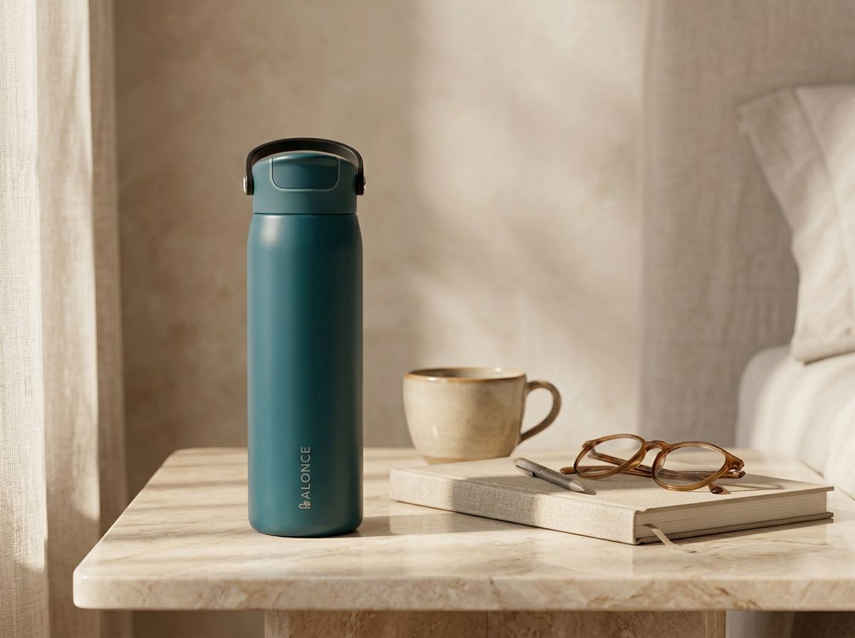 BALONCE CADENCE bottles in a quiet morning routine with coffee and journal